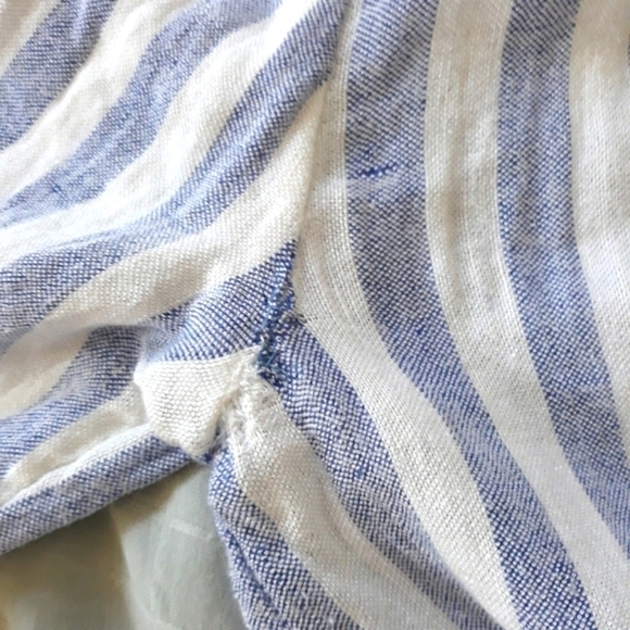 Alice + Olivia Long Sleeve Striped White & Blue Linen Blend Oversized Top XS - Picture 12 of 13